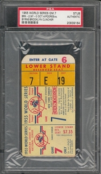 1955 World Series Game 7 Ticket Stub - Dodgers Finally Win The World Series (PSA)